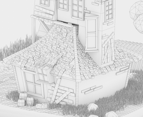 low poly Gameasset3 house with car