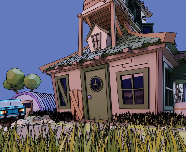 low poly Gameasset3 house with car