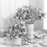White camellia peony bouquet glass vases