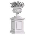 White Flowers in a classic Flowerpot for Decorating the Facade