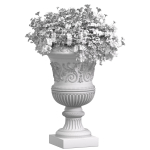 White flowers in a classic vase for decorating the facade