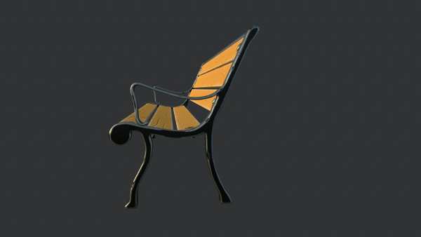 Wood bench semi realistic