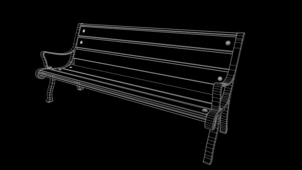 Wood bench semi realistic