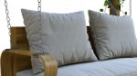 Wooden pergola with hanging sofa