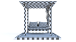 Wooden pergola with hanging sofa