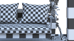 Wooden pergola with hanging sofa