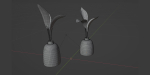 Wooden Vase with plants vol 134-Blender