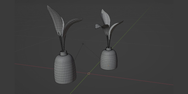 Wooden Vase with plants vol 134-Blender