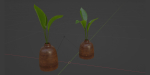 Wooden Vase with plants vol 134-Blender