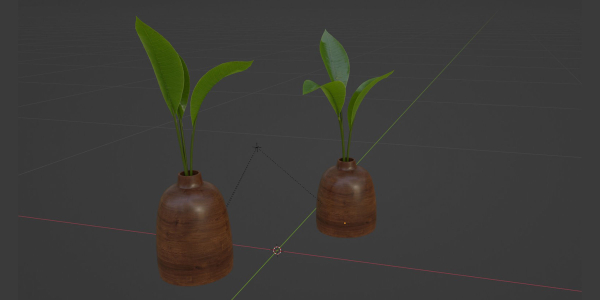 Wooden Vase with plants vol 134-Blender