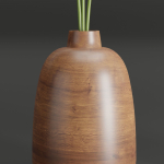Wooden Vase with plants vol 134-Blender