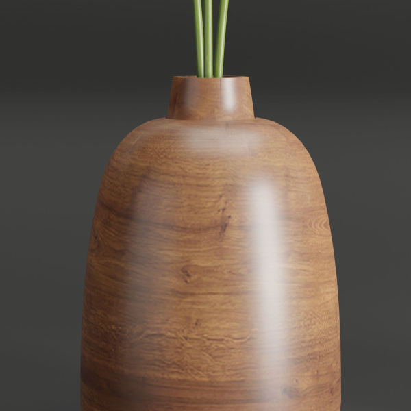 Wooden Vase with plants vol 134-Blender
