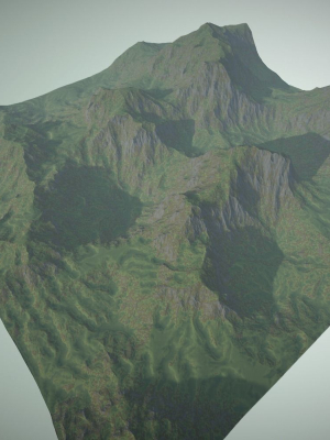 WorldCreator mountain with grass and trees